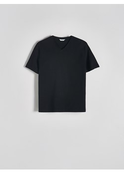 Reserved - T-shirt slim z dekoltem V - czarny ze sklepu Reserved w kategorii T-shirty męskie - zdjęcie 184261449