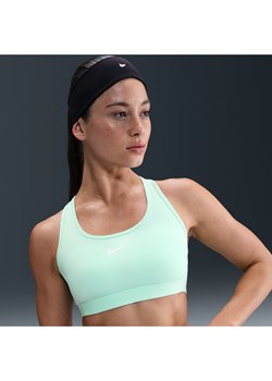 Damski stanik sportowy z wkładkami Nike Swoosh Medium Support - Zieleń ze sklepu Nike poland w kategorii Biustonosze - zdjęcie 184264316