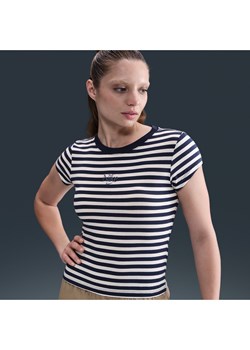 Damski przylegający T-shirt w paski Nike Sportswear - Niebieski ze sklepu Nike poland w kategorii Bluzki damskie - zdjęcie 184264415