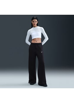 Damskie spodnie z wysokim stanem i szerokimi nogawkami Nike Sportswear Phoenix Fleece - Czerń ze sklepu Nike poland w kategorii Spodnie damskie - zdjęcie 184264618