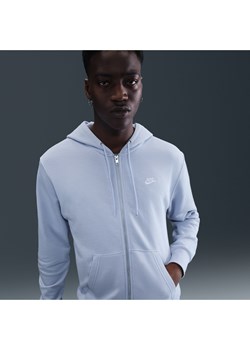 Męska rozpinana bluza dzianinowa z kapturem Nike Club - Szary ze sklepu Nike poland w kategorii Bluzy męskie - zdjęcie 184264695