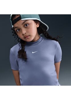 Dziewczęca koszulka z krótkim rękawem Dri-FIT Nike Pro - Niebieski ze sklepu Nike poland w kategorii Bluzki damskie - zdjęcie 184264737