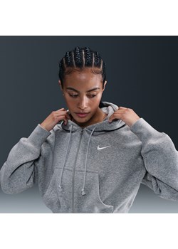 Damska luźna bluza o skróconym kroju z kapturem i pełnym zamkiem Nike Sportswear Phoenix Fleece - Szary - id: 41646248657new - marki Nike - 184265048 Damska luźna bluza o skróconym kroju z kapturem i pełnym zamkiem Nike Sportswear Phoenix Fleece - Szary ze sklepu Nike poland w kategorii Bluzy damskie - zdjęcie 184265048
