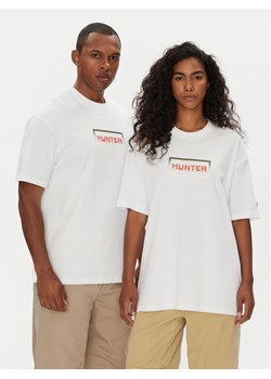 Hunter T-Shirt Abele UNISEX HARU0007251 Biały Regular Fit ze sklepu MODIVO w kategorii Bluzki damskie - zdjęcie 184268047