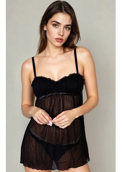 Czarna koszulka i stringi Michelle, Kolor czarny, Rozmiar L, Barbara Lingerie ze sklepu Intymna w kategorii Koszule nocne - zdjęcie 184268687