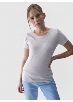 Damski t-shirt basic 4F 4FWMM00TTSHF1845 - szary ze sklepu Sportstylestory.com w kategorii Bluzki damskie - zdjęcie 184271419