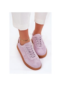 Zamszowe Sneakersy Damskie Big Star RR274850 HI-POLY System Fioletowe ze sklepu ButyModne.pl w kategorii Buty sportowe damskie - zdjęcie 184272229
