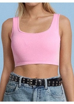 Sinsay - Bawełniany crop top w prążek - różowy ze sklepu Sinsay w kategorii Bluzki damskie - zdjęcie 184276849