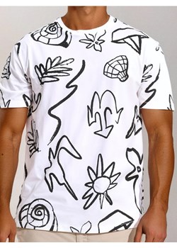 Sinsay - Koszulka z ozdobnym wzorem allover - biały ze sklepu Sinsay w kategorii T-shirty męskie - zdjęcie 184276967