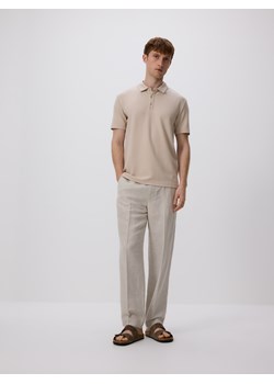 Reserved - Koszulka polo regular fit - beżowy ze sklepu Reserved w kategorii T-shirty męskie - zdjęcie 184277957