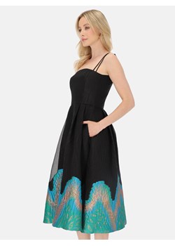 Czarna sukienka koktajlowa midi Diana z kolorowym printem – L’AF ze sklepu Eye For Fashion w kategorii Sukienki - zdjęcie 184278686
