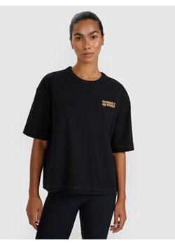 Damski t-shirt oversize z nadrukiem 4F 4FRSS25TTSHF3161 - czarny ze sklepu Sportstylestory.com w kategorii Bluzki damskie - zdjęcie 184280148