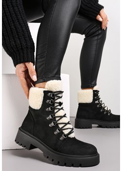 Czarne Traperki Inessa ze sklepu born2be.pl w kategorii Workery damskie - zdjęcie 184280347