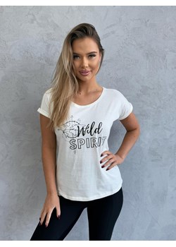 T-shirt z nadrukiem SLR095- ecru ze sklepu Edoti w kategorii Bluzki damskie - zdjęcie 184280646