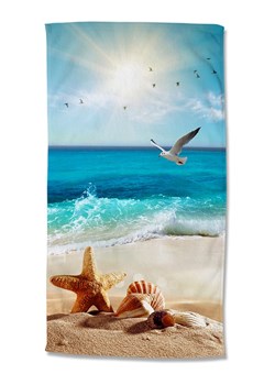 Good Morning Ręcznik plażowy &quot;Sealife&quot; w kolorze beżowo-niebieskim ze sklepu Limango Polska w kategorii Ręczniki - zdjęcie 184281488