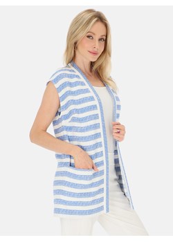 Bawełniana  biało-niebieska kamizelka damska w paski L'AF Marisa ze sklepu Eye For Fashion w kategorii Kamizelki damskie - zdjęcie 184283636