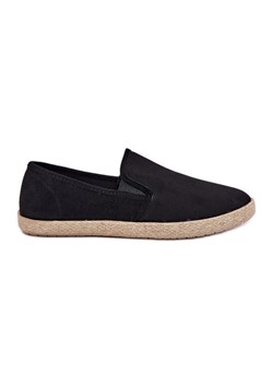Espadryle Tenisówki Męskie Z Eko Zamszu Czarne ze sklepu ButyModne.pl w kategorii Espadryle męskie - zdjęcie 184285148
