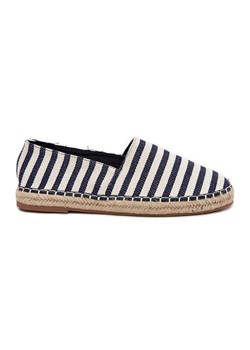 Męskie Espadryle Z Materiałowe W Paski Granatowe niebieskie ze sklepu ButyModne.pl w kategorii Espadryle męskie - zdjęcie 184285157