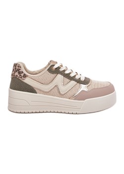 Sneakersy Damskie Na Platformie Panterka Beżowe beżowy ze sklepu ButyModne.pl w kategorii Buty sportowe damskie - zdjęcie 184285267