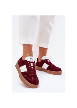 Zamszowe Sneakersy Damskie Big Star by Daniel Lopez SS2D4023 Bordowe czerwone ze sklepu ButyModne.pl w kategorii Buty sportowe damskie - zdjęcie 184288469
