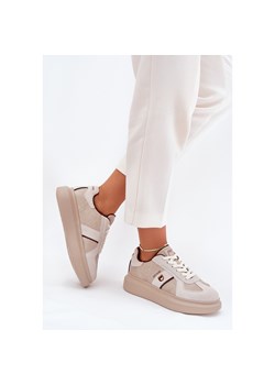 Skórzane Damskie Sneakersy Na Platformie Big Star By Daniel Lopez SS2D4003 Beżowe beżowy ze sklepu ButyModne.pl w kategorii Buty sportowe damskie - zdjęcie 184288478