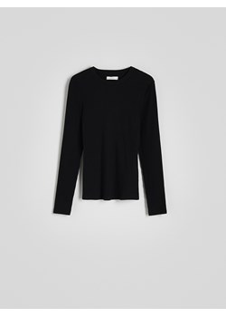 Reserved - Longsleeve z prążkowanej dzianiny - czarny ze sklepu Reserved w kategorii Bluzki damskie - zdjęcie 184289406
