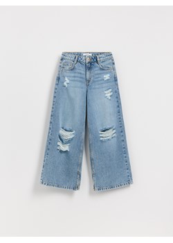 Reserved - Jeansy super wide leg z przetarciami - niebieski ze sklepu Reserved w kategorii Spodnie dziewczęce - zdjęcie 184289678