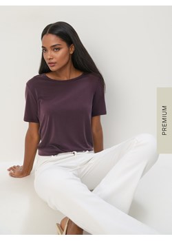 Mohito - Brązowy T-shirt z modalem - mahoń ze sklepu Mohito w kategorii Bluzki damskie - zdjęcie 184291145