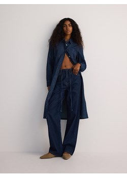 Reserved - Jeansy wide leg z wiązaniem - granatowy ze sklepu Reserved w kategorii Jeansy damskie - zdjęcie 184293507