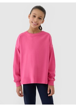 Dziewczęcy longsleeve gładki 4F 4FJWSS25TLONF377 - różowy ze sklepu Sportstylestory.com w kategorii Bluzki dziewczęce - zdjęcie 184293797