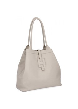 Elegancka Torebka Skórzana Shopper Bag 208S Beżowa ze sklepu PaniTorbalska w kategorii Torby Shopper bag - zdjęcie 184294049