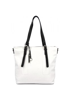 Uniwersalna Torebka Damska XL Shopper Bag firmy Hernan HB0213-1 Biała/Czarna ze sklepu PaniTorbalska w kategorii Torby Shopper bag - zdjęcie 184294115