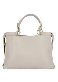 Włoska Torebka Skórzana Kuferek 3 Komory 6181 Beżowa ze sklepu PaniTorbalska w kategorii Torby Shopper bag - zdjęcie 184294416