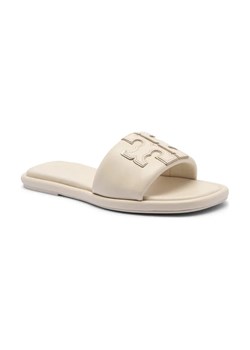 TORY BURCH Skórzane klapki DOUBLE T SPORT SLIDE ze sklepu Gomez Fashion Store w kategorii Klapki damskie - zdjęcie 184300388