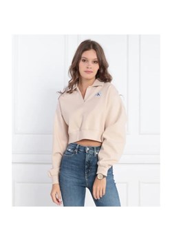 Calvin Klein Jeans Bluza LABEL POLO COLLAR | Loose fit ze sklepu Gomez Fashion Store w kategorii Bluzy damskie - zdjęcie 184326257