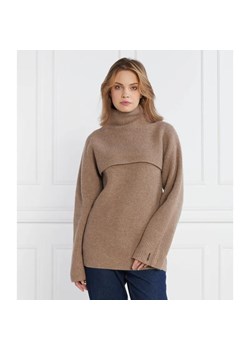 Calvin Klein Wełniany golf RECYCLED OVERLAY SWEATER | Regular Fit ze sklepu Gomez Fashion Store w kategorii Swetry damskie - zdjęcie 184338345