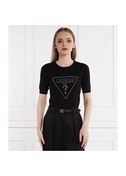 GUESS Sweter KAYLA LOGO RN SS SWTR | Slim Fit ze sklepu Gomez Fashion Store w kategorii Swetry damskie - zdjęcie 184344006