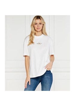 Calvin Klein Jeans T-shirt MONOLOGO | Regular Fit ze sklepu Gomez Fashion Store w kategorii Bluzki damskie - zdjęcie 184344228