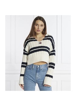 Tommy Jeans Sweter STRIPE EXT | Cropped Fit ze sklepu Gomez Fashion Store w kategorii Swetry damskie - zdjęcie 184349449