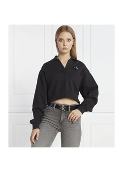 Calvin Klein Jeans Bluza LABEL POLO COLLAR | Loose fit ze sklepu Gomez Fashion Store w kategorii Bluzy damskie - zdjęcie 184350216