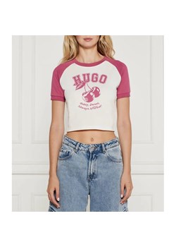Hugo Blue T-shirt Dana | Cropped Fit ze sklepu Gomez Fashion Store w kategorii Bluzki damskie - zdjęcie 184354485