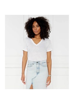 Calvin Klein Lniany t-shirt | Regular Fit ze sklepu Gomez Fashion Store w kategorii Bluzki damskie - zdjęcie 184357089