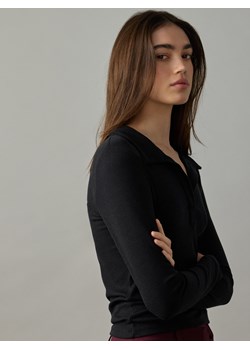 Reserved - Longsleeve polo - czarny ze sklepu Reserved w kategorii Bluzki damskie - zdjęcie 184523379