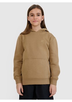 Dziewczęca bluza dresowa nierozpinana z kapturem 4F 4FJRAW24TSWSF1831 - beżowa ze sklepu Sportstylestory.com w kategorii Bluzy dziewczęce - zdjęcie 184525727