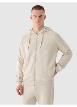 Męska bluza rozpinana z kapturem 4F 4FRAW24TSWSM2053 - beżowa ze sklepu Sportstylestory.com w kategorii Bluzy męskie - zdjęcie 184525797