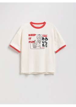 Reserved - T-shirt z nadrukiem - złamana biel ze sklepu Reserved w kategorii T-shirty chłopięce - zdjęcie 184533896