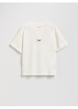 Reserved - Bawełniany t-shirt - złamana biel ze sklepu Reserved w kategorii T-shirty chłopięce - zdjęcie 184535505