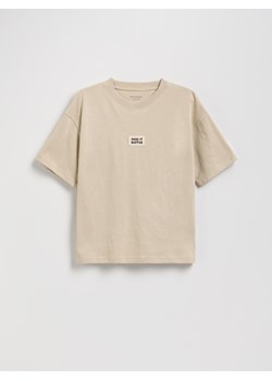 Reserved - Bawełniany t-shirt - kremowy ze sklepu Reserved w kategorii T-shirty chłopięce - zdjęcie 184535507