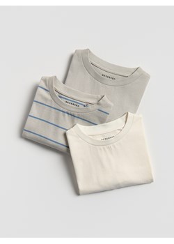 Reserved - Bawełniany t-shirt 3 pack - złamana biel ze sklepu Reserved w kategorii T-shirty chłopięce - zdjęcie 184535565