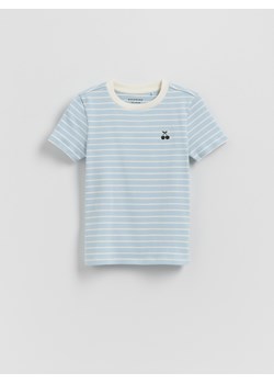 Reserved - Bawełniany t-shirt w paski - jasnoniebieski ze sklepu Reserved w kategorii Bluzki dziewczęce - zdjęcie 184535597